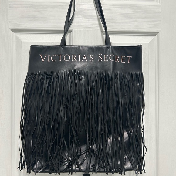 Victoria's Secret Black Tote with Fringe - Picture 1 of 6